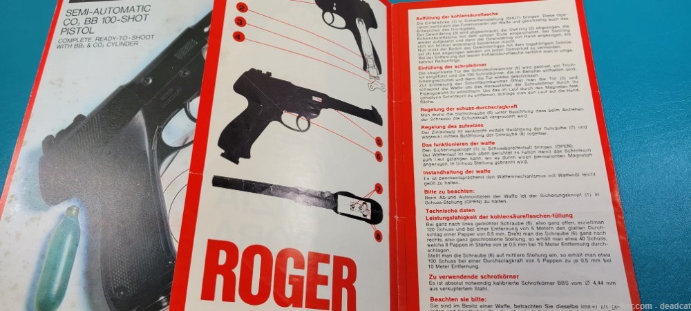 Roger Semi Auto CO2 Air Pistol BB 100 Shot + Box Paperwork & Provenance-img-16