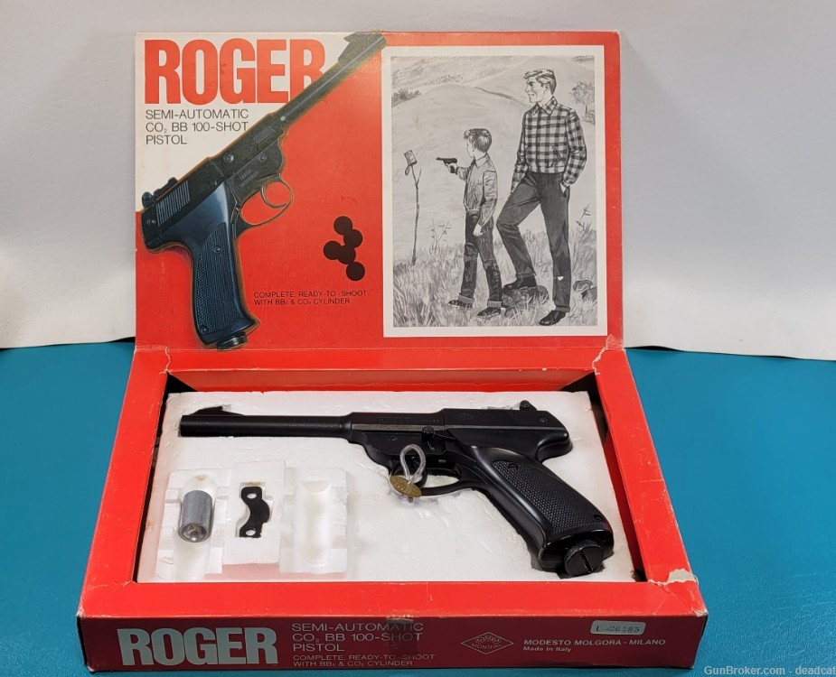 Roger Semi Auto CO2 Air Pistol BB 100 Shot + Box Paperwork & Provenance-img-0