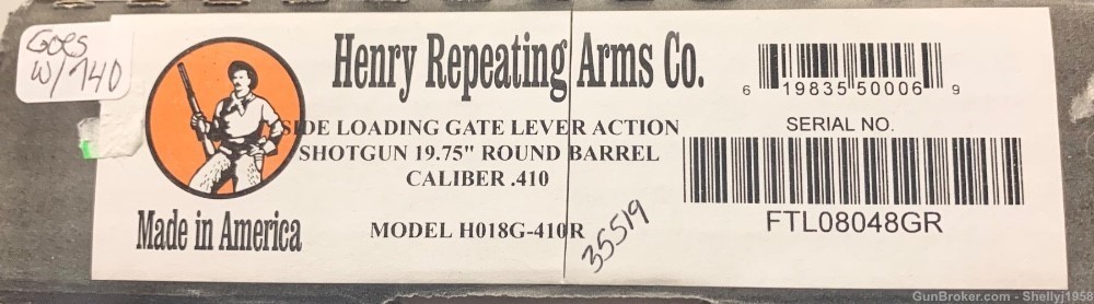 New In Box Henry Model H018G Lever Action 410 Shotgun 19.75 Inch Barrel-img-9