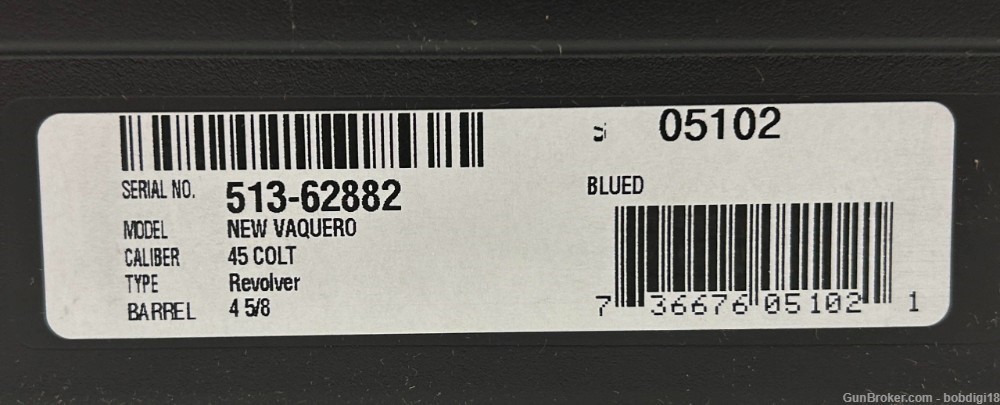 Ruger Vaquero Blued SA 45 LC 4.6" Barrel 6 Rd 05102 NO CC FEES-img-2