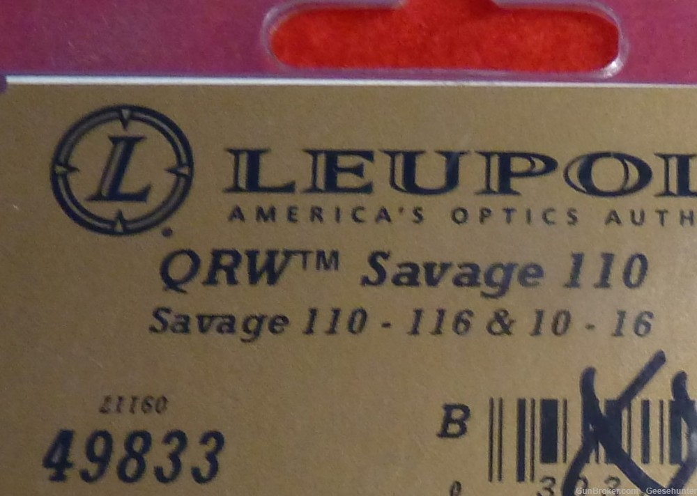 Leupold Quick Release Weaver Style Two Piece Base, Savage 110 Gl, 49833-img-4