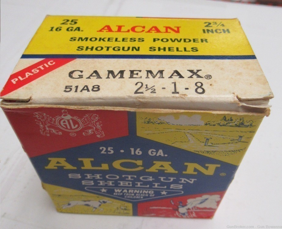 Alcan 16ga GameMax Shotshell box Partial box 6rds - Vintage-img-0