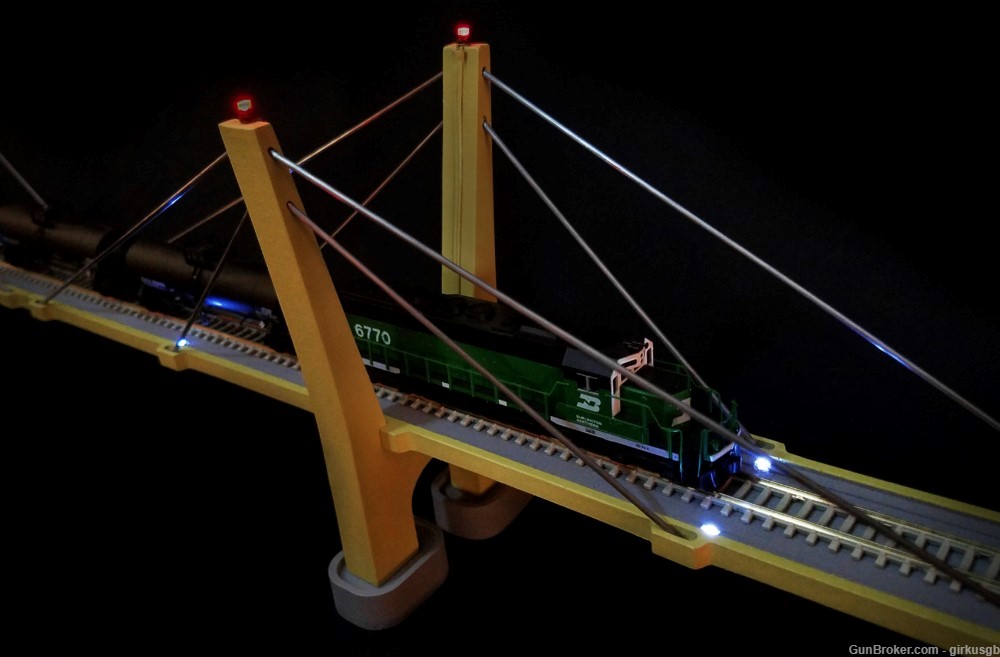 N Scale 30" GCS Train Suspension Bridge with LED Lighting-img-1