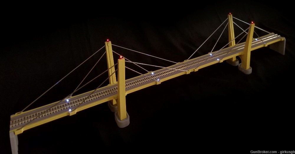 N Scale 30" GCS Train Suspension Bridge with LED Lighting-img-0