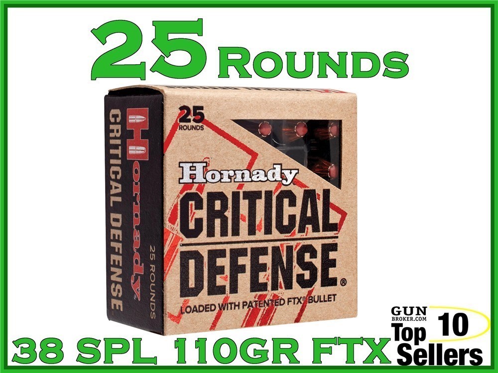 Hornady Critical Defense 38 SPL 110 GR FTX 90310 Ammo 25CT-img-0