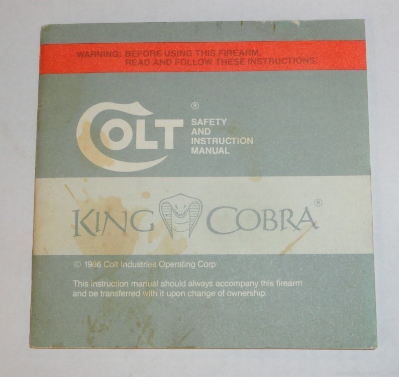 Colt King Cobra Factory Manual Dated 1986-img-0