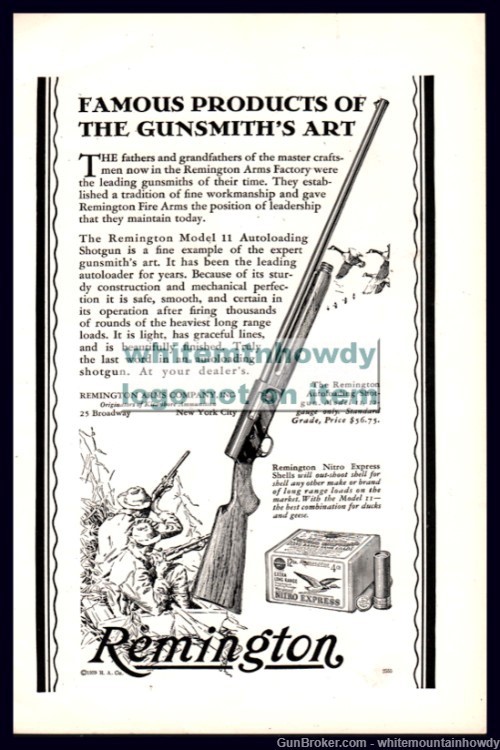 1929 REMINGTON Model 11 12 gauge Shotgun Original PRINT AD-img-0