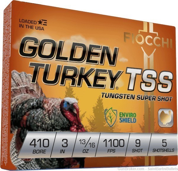Fiocchi Golden Turkey TSS .410 3" 1100fps 13/16oz. #9 Tungsten - 5 Rounds-img-0