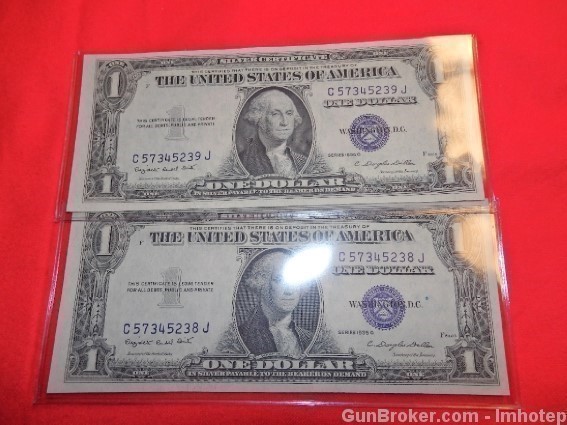 Silver Certificate 1935 Consecutive Serial Number Uncirculated-img-3