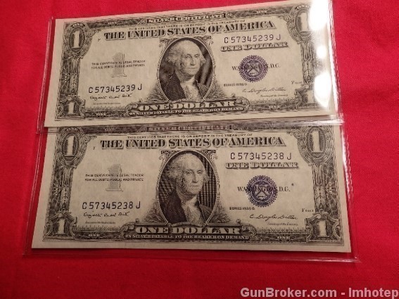 Silver Certificate 1935 Consecutive Serial Number Uncirculated-img-5