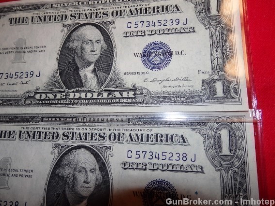 Silver Certificate 1935 Consecutive Serial Number Uncirculated-img-2