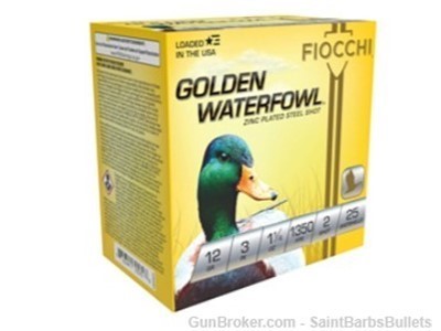 Fiocchi Golden Waterfowl 12 Gauge 3? 1350 fps 1 1/4 oz. #2 – 25 Rounds