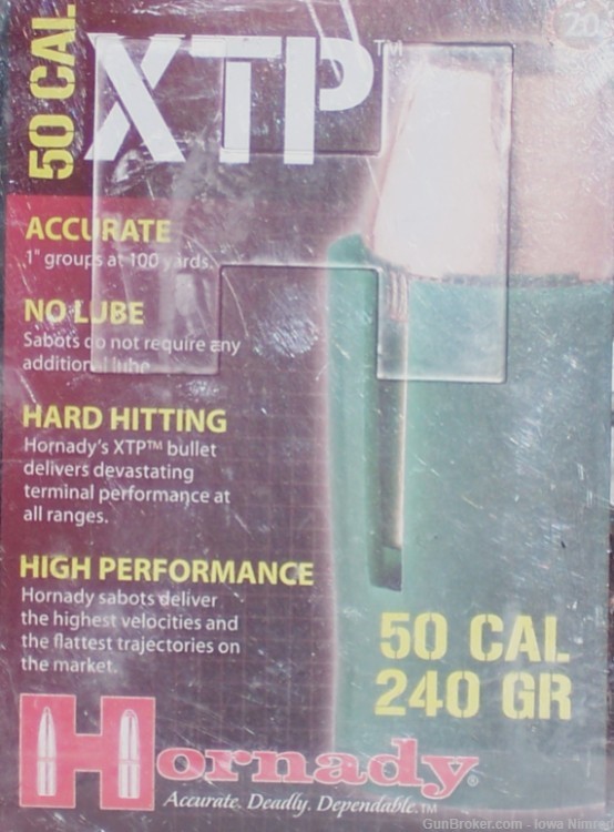 Hornady 50 Caliber Mag Sabot 44 Caliber 240gr HP-XTP Bullet 20 Pieces #6720-img-1