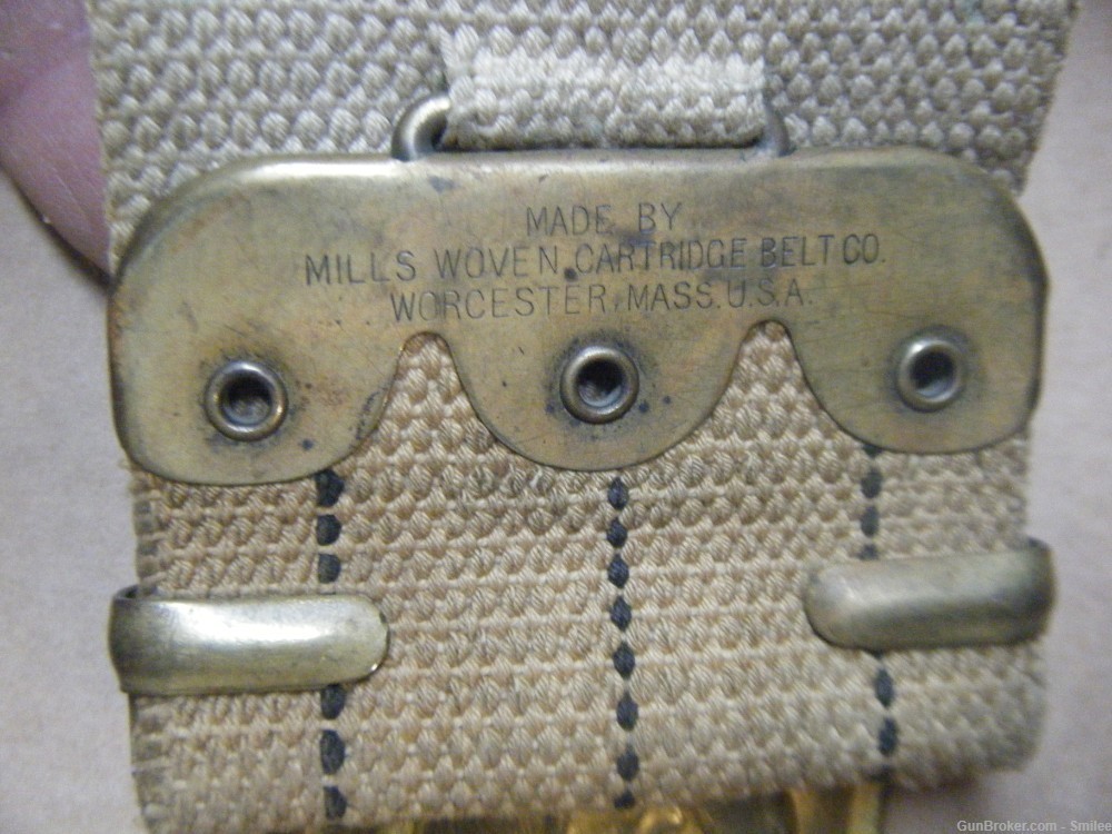 Mills Dog Head woven khaki shotgun cartridge belt - Vintage hunting belt-img-5