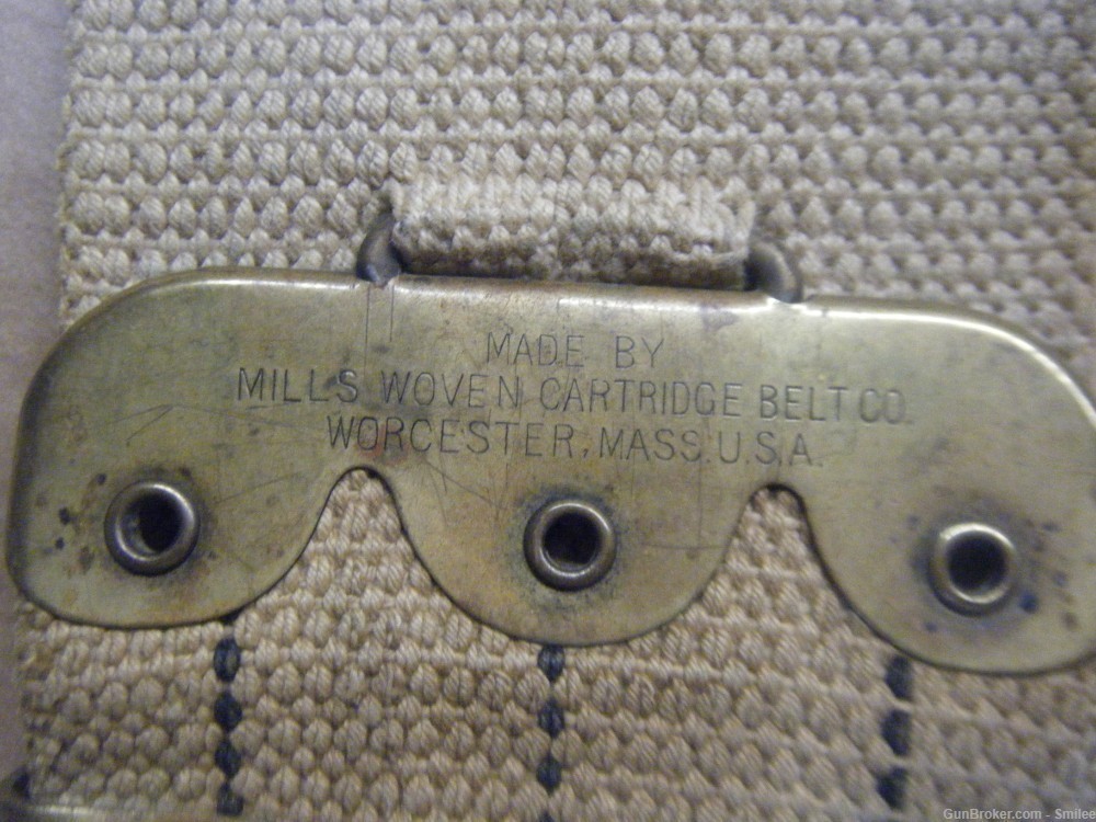 Mills Dog Head woven khaki shotgun cartridge belt - Vintage hunting belt-img-4
