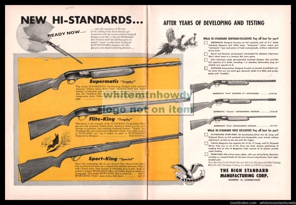 1960 HI-STANDARD Supermatic Flite-King Trophy Sport King Special Shotgun AD-img-0