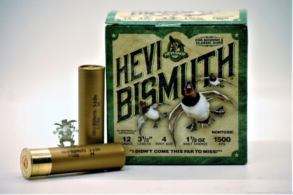 HEVI BISMUTH 12 GA 3½" SHELL No.4 SHOT 1½oz Shot Charge 1500 FPS 25 Rounds-img-1