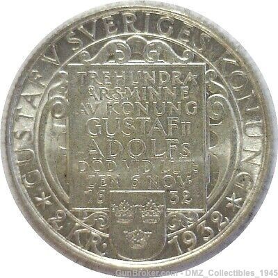 1932 Swedish Silver Coin Money Currency-img-1