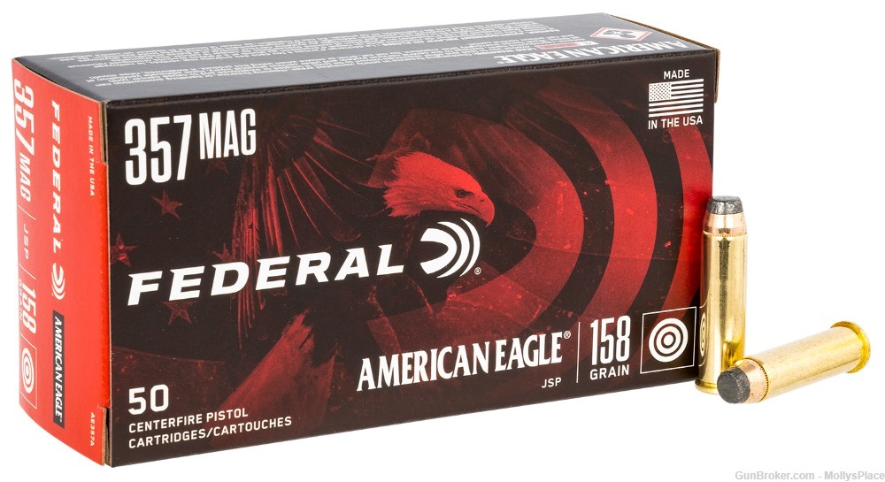 Federal American Eagle 357 Mag 158 gr JSP AE357A Single Box - 50 Rounds-img-0