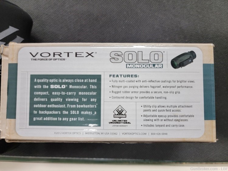 Vortex Solo 8x36 Monocular, Fully Multi-Coated Lens w/ Metal Utility Clip -img-7