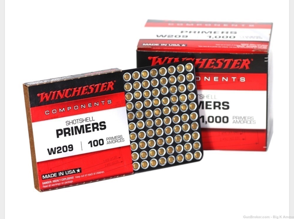 WINCHESTER w209 Shotshell primers W209 (1000 Count) No CC FEES-img-2