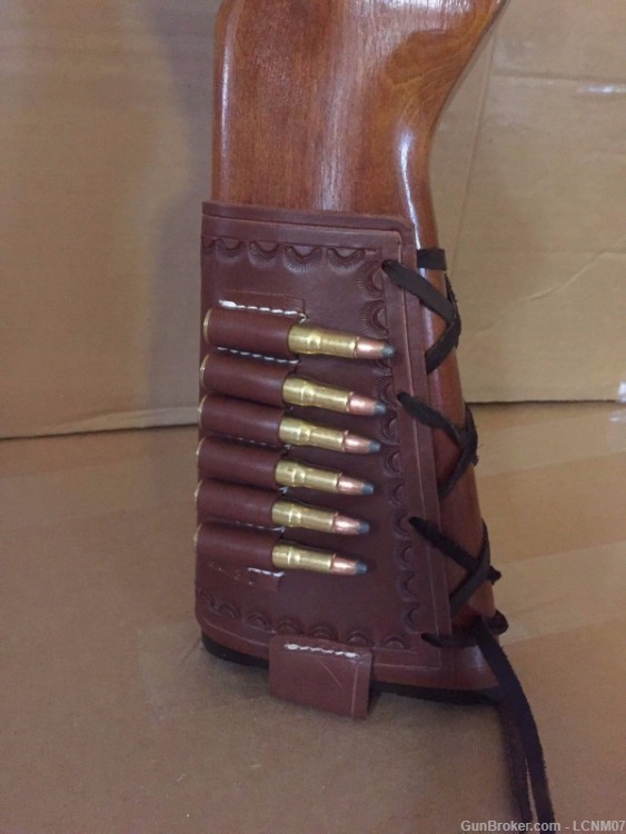 Tanned Leather Buttstock Ammo Bullet Holder Carrier Fits 45 70 Govt Caliber-img-0