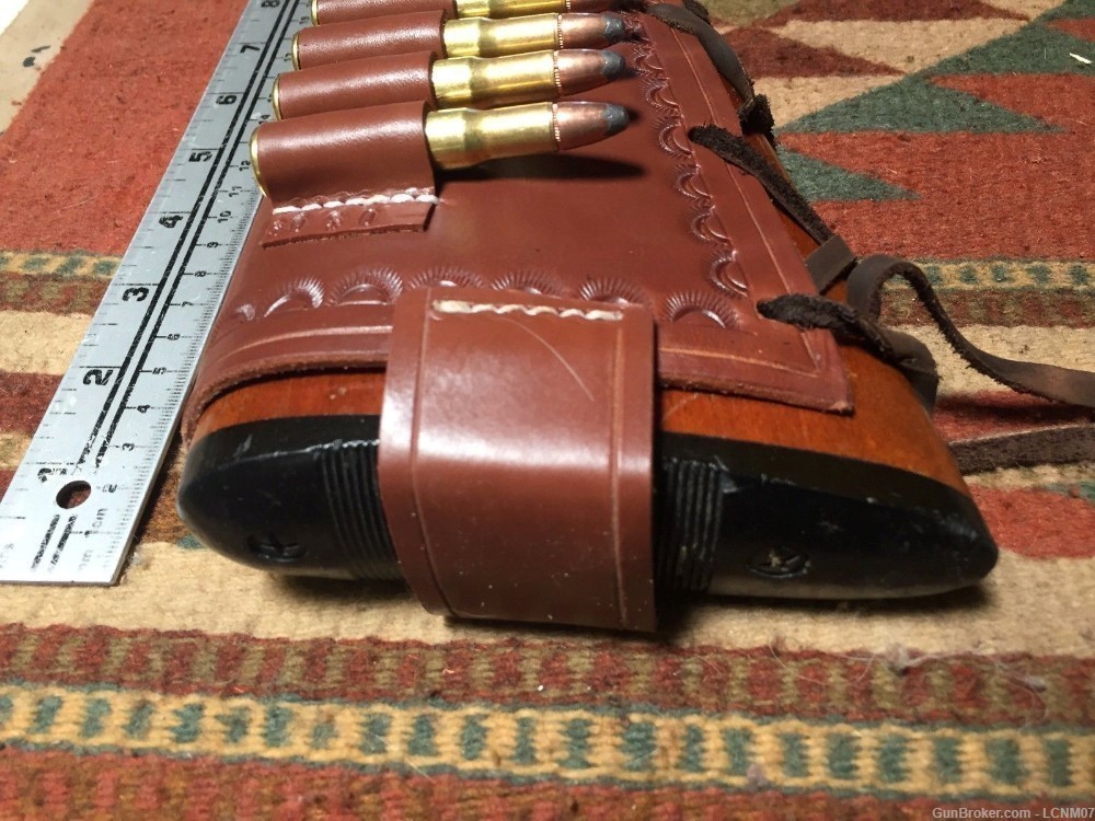 Tanned Leather Buttstock Ammo Bullet Holder Carrier Fits 45 70 Govt Caliber-img-2