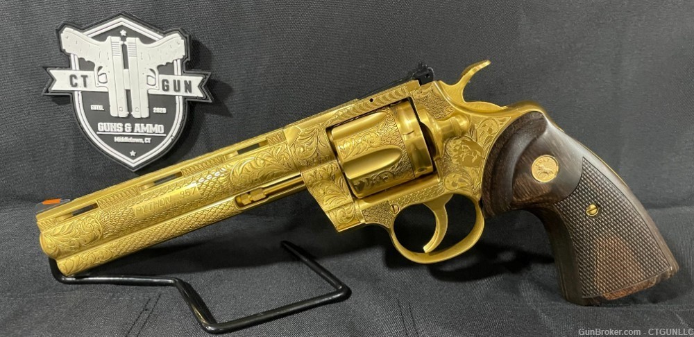 Colt Python 6in Gold Tin Coated Custom Engraved .357-img-6