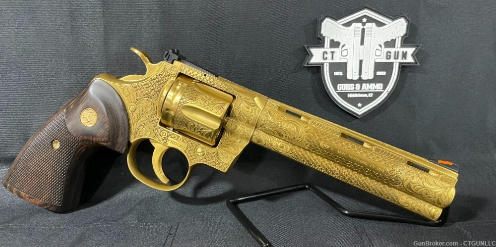 Colt Python 6in Gold Tin Coated Custom Engraved .357-img-3