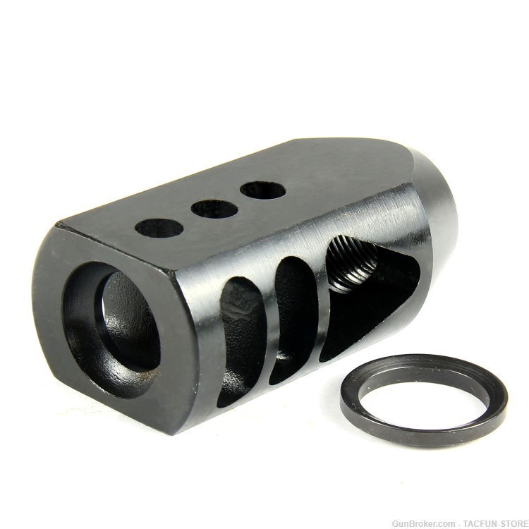TACFUN Carbon Steel 49/64x20 TPI Competition Muzzle Brake for .50 Beowulf-img-0