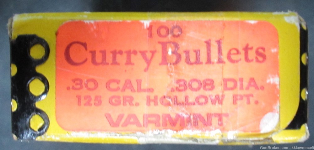 CURRY BULLETS - 30 CAL .308 DIA - 125 GR VARMIT HOLLOW POINT - 100 CT-img-0
