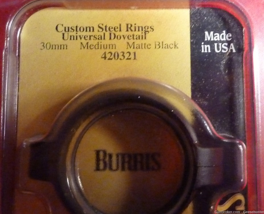 Burris Optics 30mm Standard Rings, Steel, Medium, Matte Black, 420321-img-1