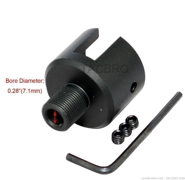 TACBRO Black Ruger .22 Mark 1,2,3 Bull Barrel 1/2"x28 Muzzle Brake Adapter-img-1