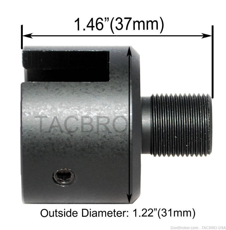 TACBRO Black Ruger .22 Mark 1,2,3 Bull Barrel 1/2"x28 Muzzle Brake Adapter-img-3