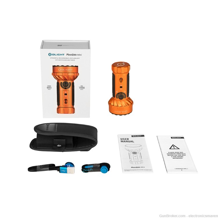 Olight Marauder Mini Orange Powerful Rechargeable LED Flashlight, 7000 Lume-img-12