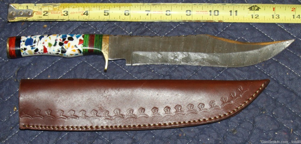 HANDMADE CUSTOM DAMASCUS STEEL KNIFE WOOD HANDLE 14 INCH-img-0