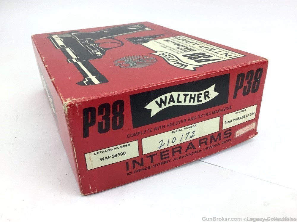 WALTHER P38 FACTORY BOX & PAPERWORK POST WAR 9MM INTERARMS (NICE)-img-6