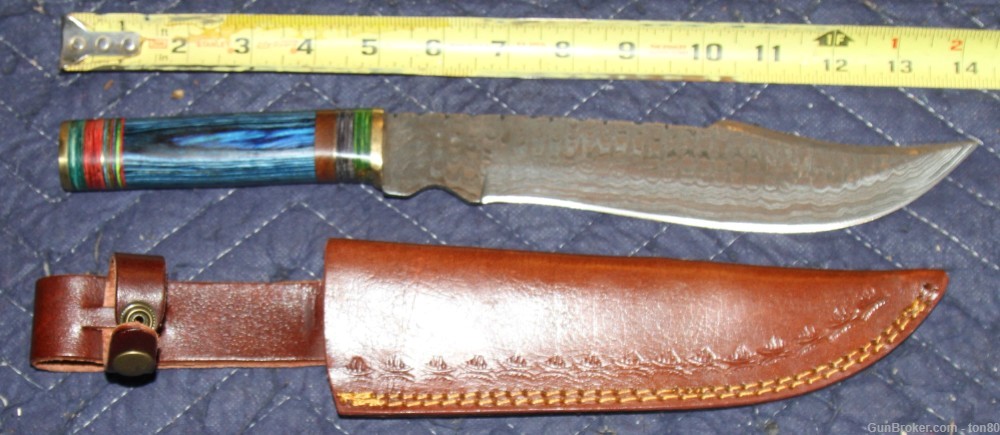 CUSTOM HUNTING KNIFE HANDMADE DAMASCUS STEEL 14 INCH-img-0