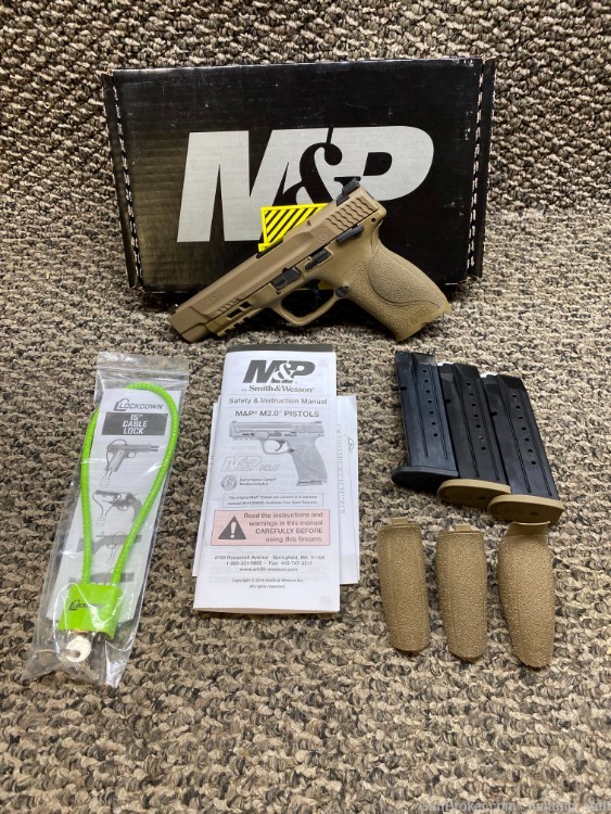 Smith & Wesson M&P 9 M2.0 9mm FDE Finish 4 Grips 3 Magazines 5" BBL 17+1-img-0