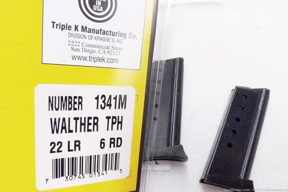 Triple K Magazine for Walther TPH .22 LR  Pistol 6 Shot New Blue Steel 1341-img-9