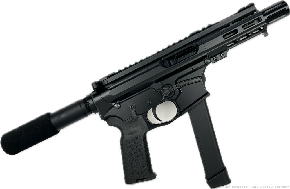 American Built Custom Slick Side AR-9 Pistol 4" Barrel MLOK Handguard-Black-img-0