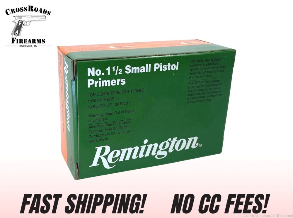 Remington Small Pistol Primers #1-1/2 Box of 1000 REMINGTON PRIMERS-img-0