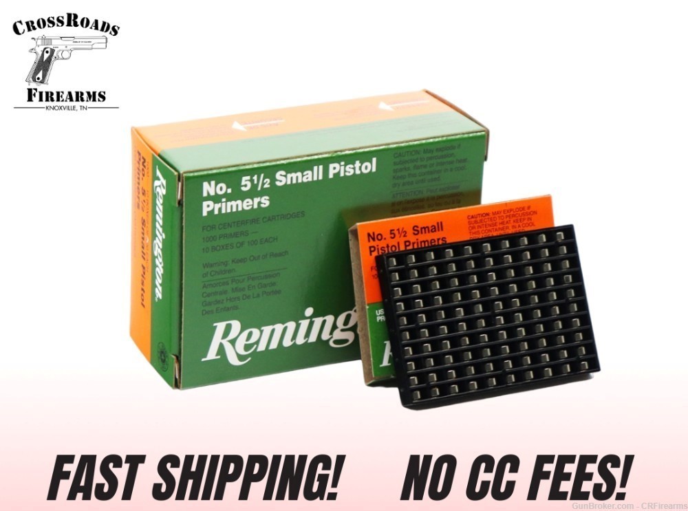 Remington Small Pistol Primers #5-1/2 Box of 1000 (10 Trays of 100)-img-0