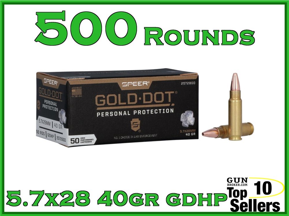 Speer Gold Dot 5.7x28 40 GR Hollow Point Ammo 25728GD 500CT-img-0