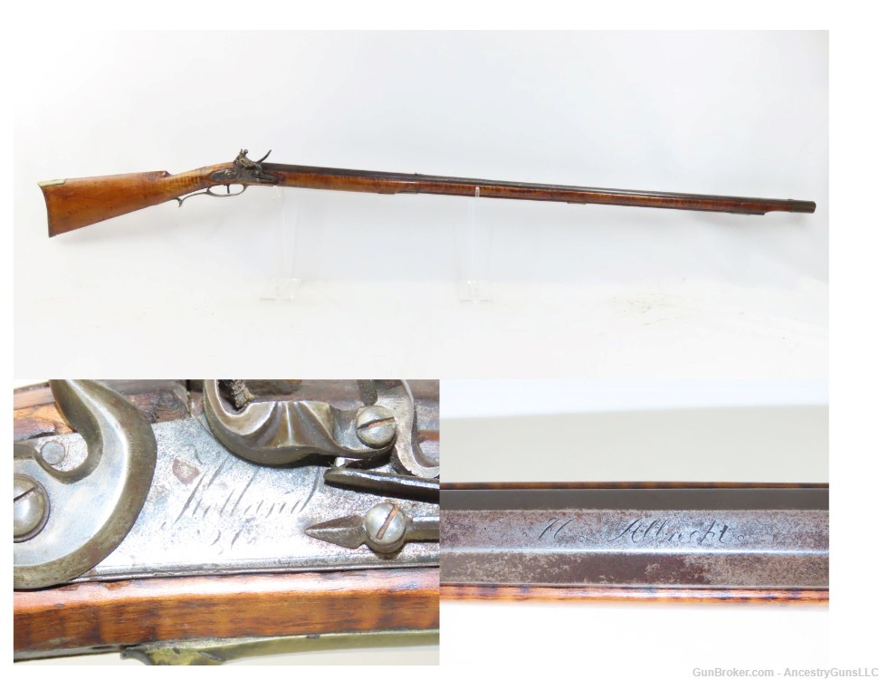 PENNSYLVANIA Flintlock Long Rifle by HENRY ALBRECHT Lititz Nazareth Chamber-img-0
