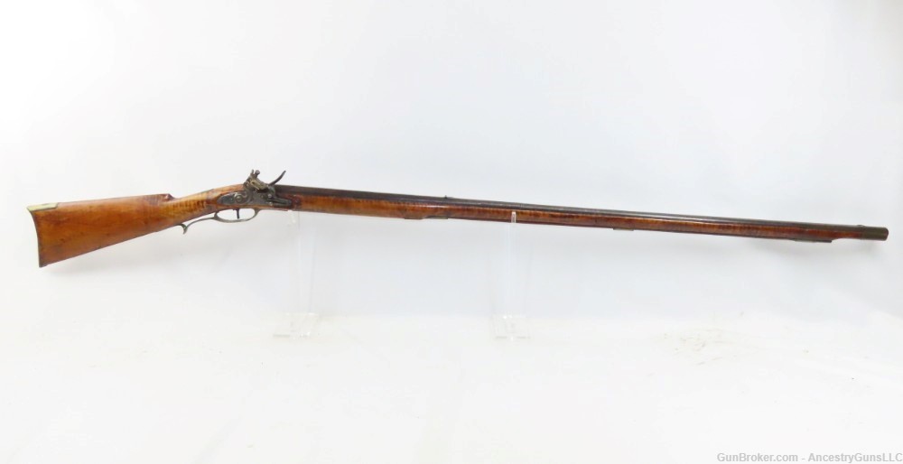PENNSYLVANIA Flintlock Long Rifle by HENRY ALBRECHT Lititz Nazareth Chamber-img-1