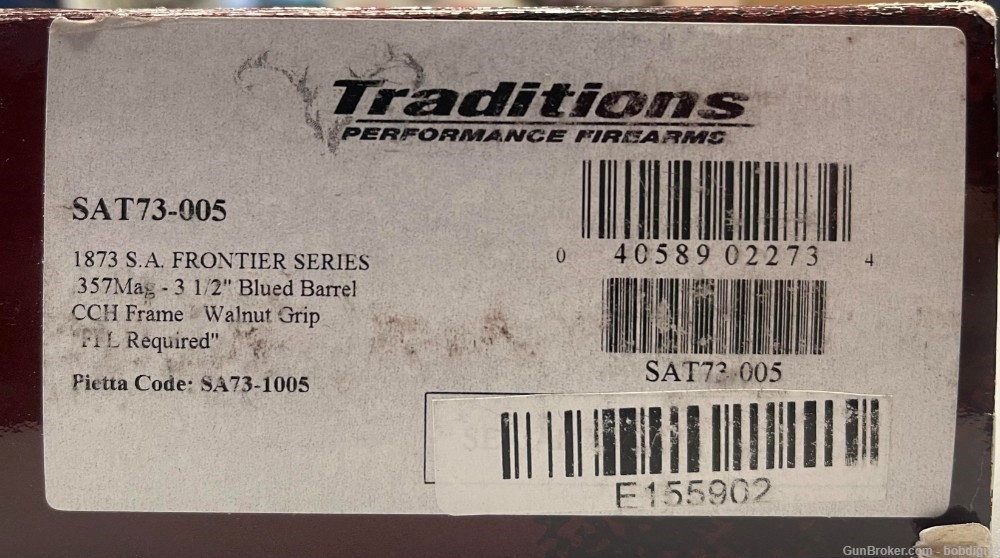 Traditions SAT73005 1873 Frontier 357 Mag 6rd 3.50” NO CC FEES-img-2