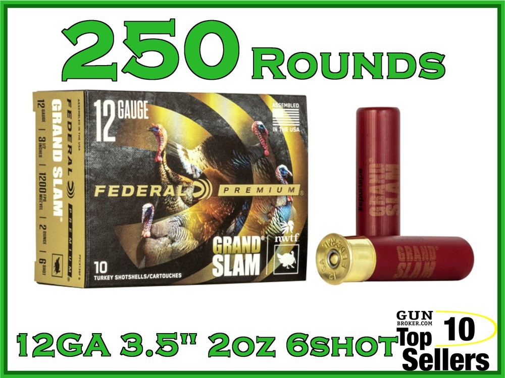 Federal Grand Slam 12 Gauge 3.5" #6 Shot 2 OZ PFCX139F 6 Ammo 250CT-img-0