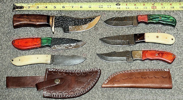 6 CUSTOM HUNTING-CAMP KNIVES # 69 DAMASCUS-img-0