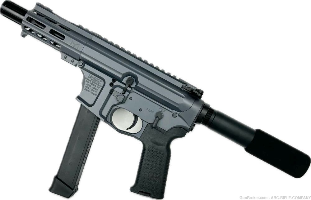 American Built Custom Slick Side AR-9 Pistol 4" Barrel MLOK Handguard-GREY-img-1